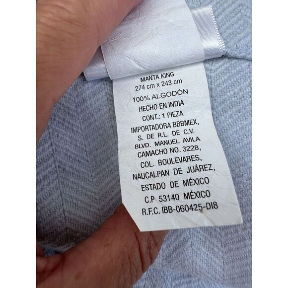 COPY - Nestwell KING 100% Cotton Blanket Flat Weave BLUE FOG Textured Herringbo… - Picture 7 of 7